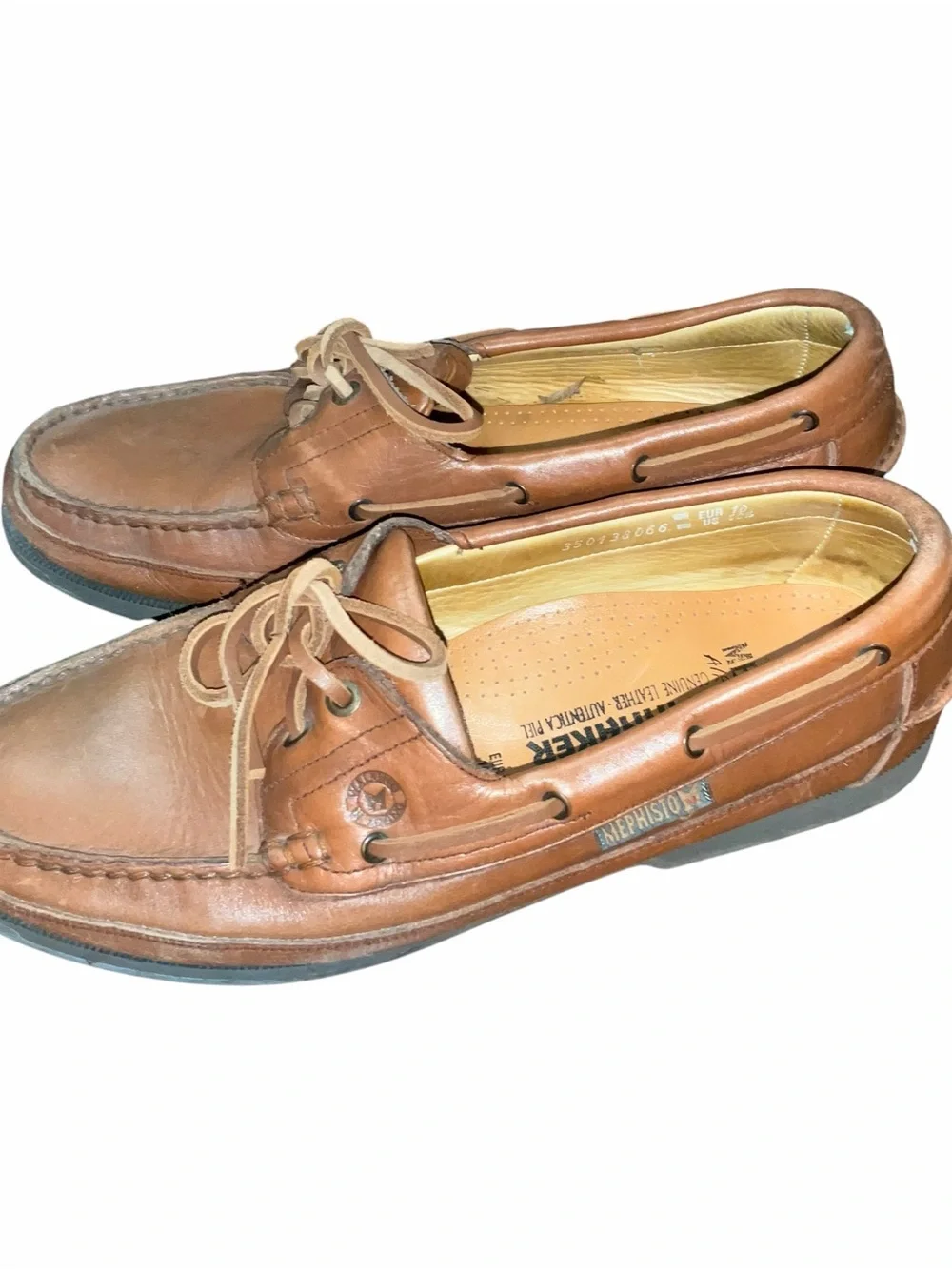 Mephisto Air Relax Men’s Leather Boat Shoes Brown Moc Toe Lace Up Size 10.5